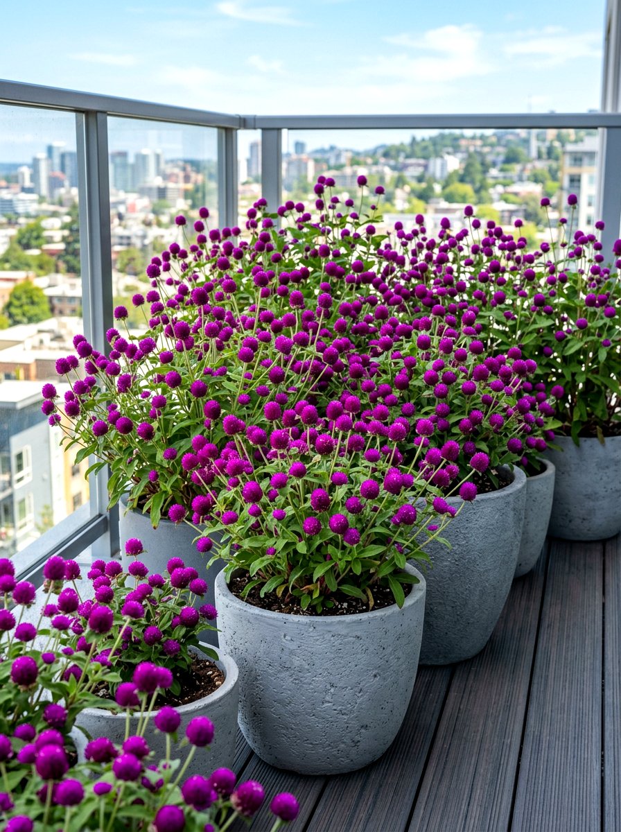 Gomphrena globe garden - 30 balcony cut flower garden ideas