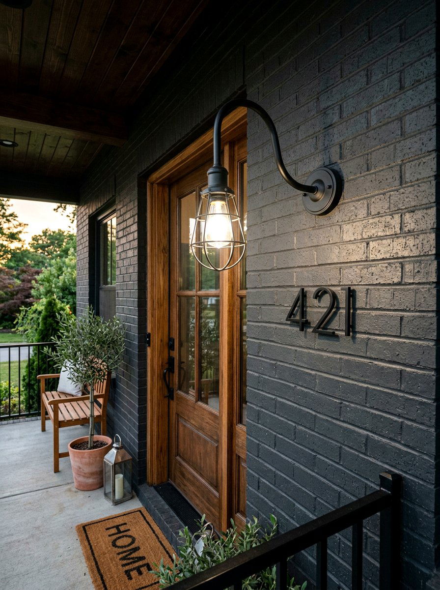 Goose Neck Light - 30 outdoor entry lighting ideas
