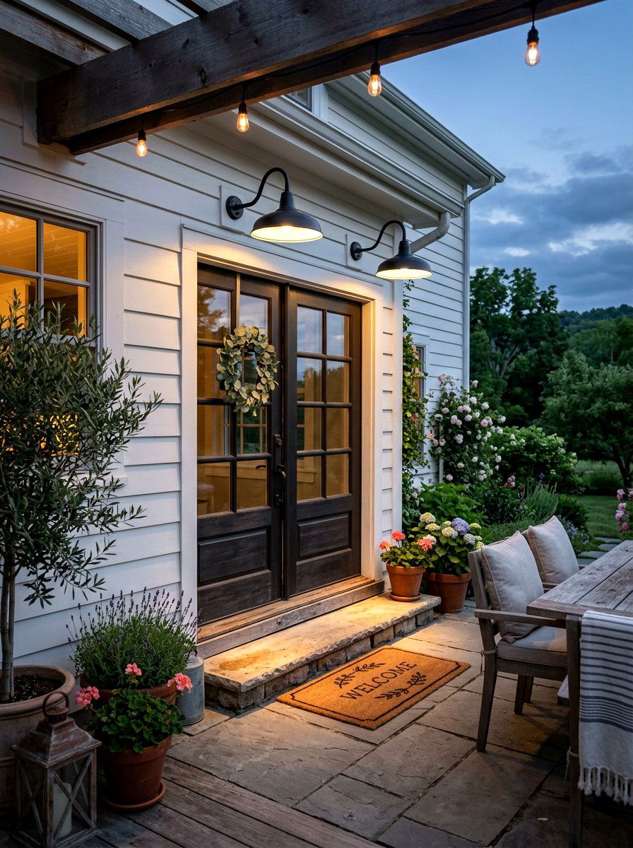 Gooseneck Wall Lamps - 30 no harsh light patio ideas