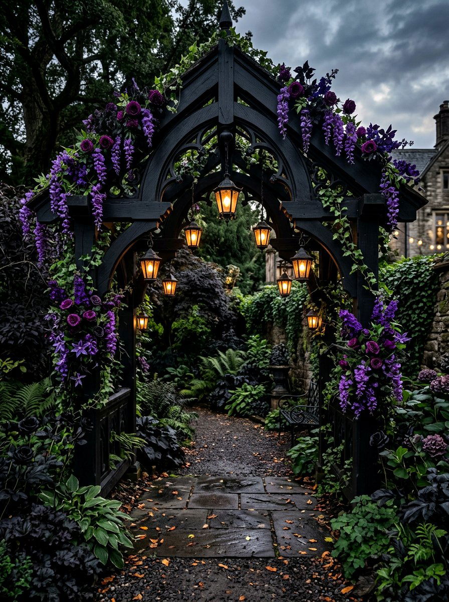 Goth Garden Black Arbor - 30 backyard arbor ideas