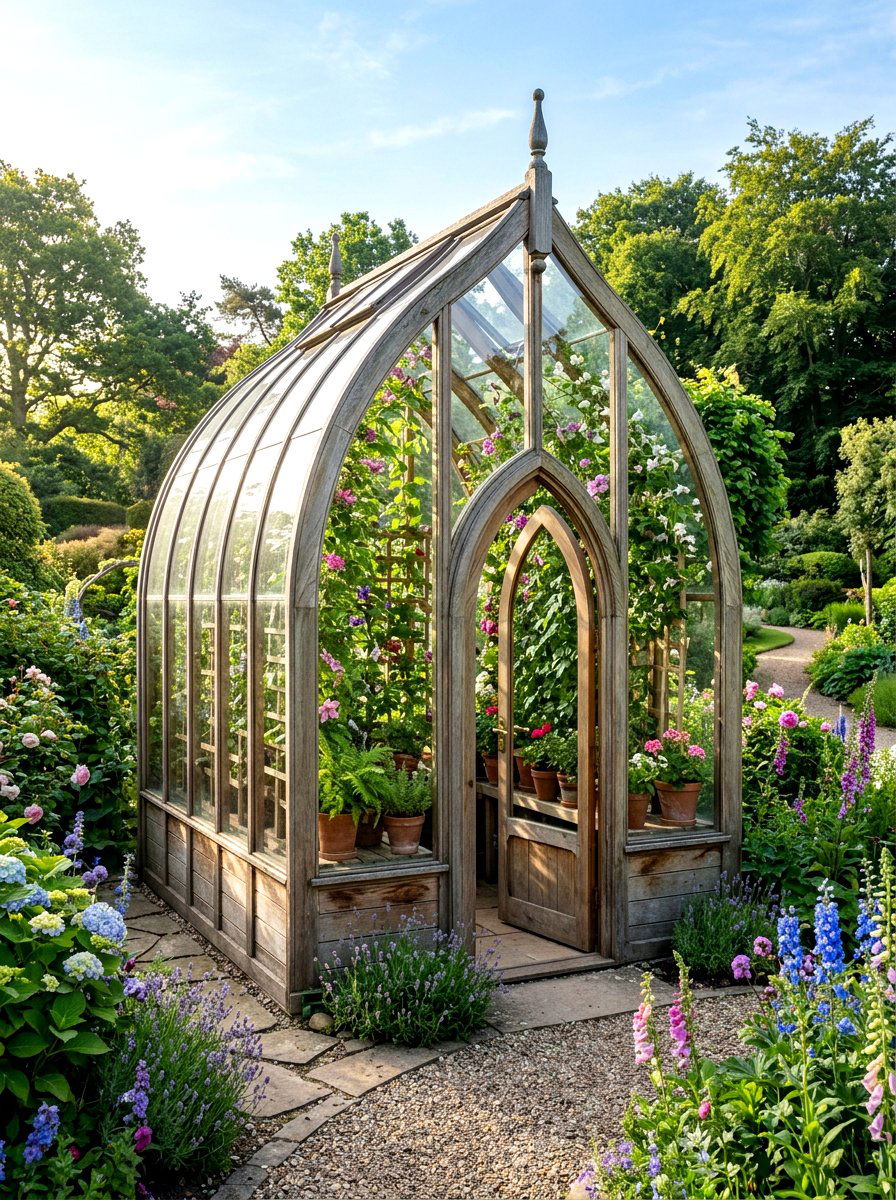 Gothic Arch Mini Greenhouse - 30 mini backyard greenhouse ideas