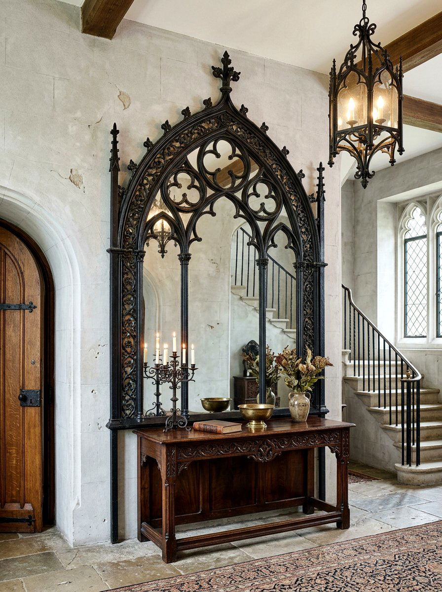 Gothic Arched Mirror Entryway - 30 arched foyer mirror ideas
