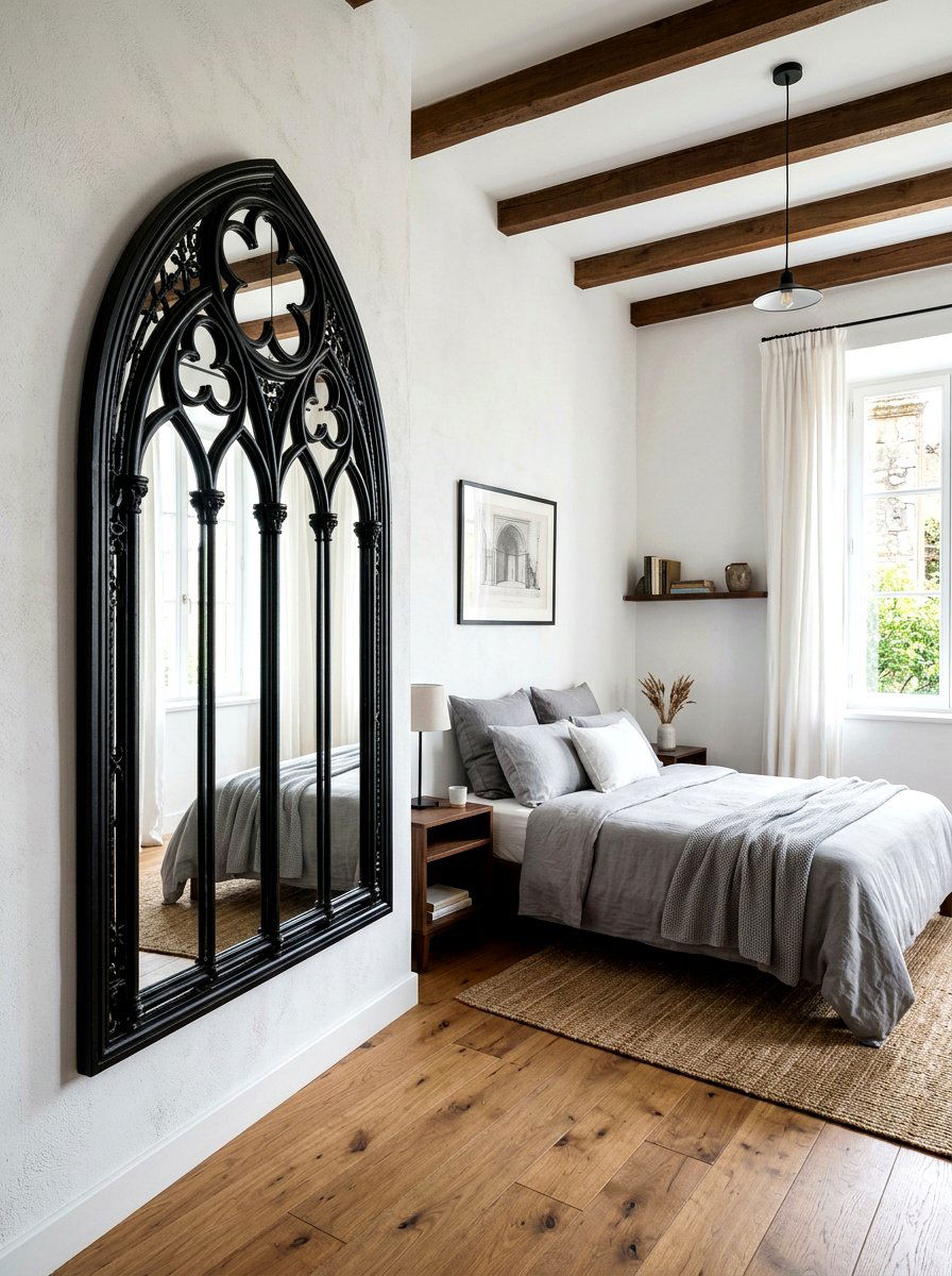 Gothic Arched Window Mirror - 30 storybook bedroom ideas