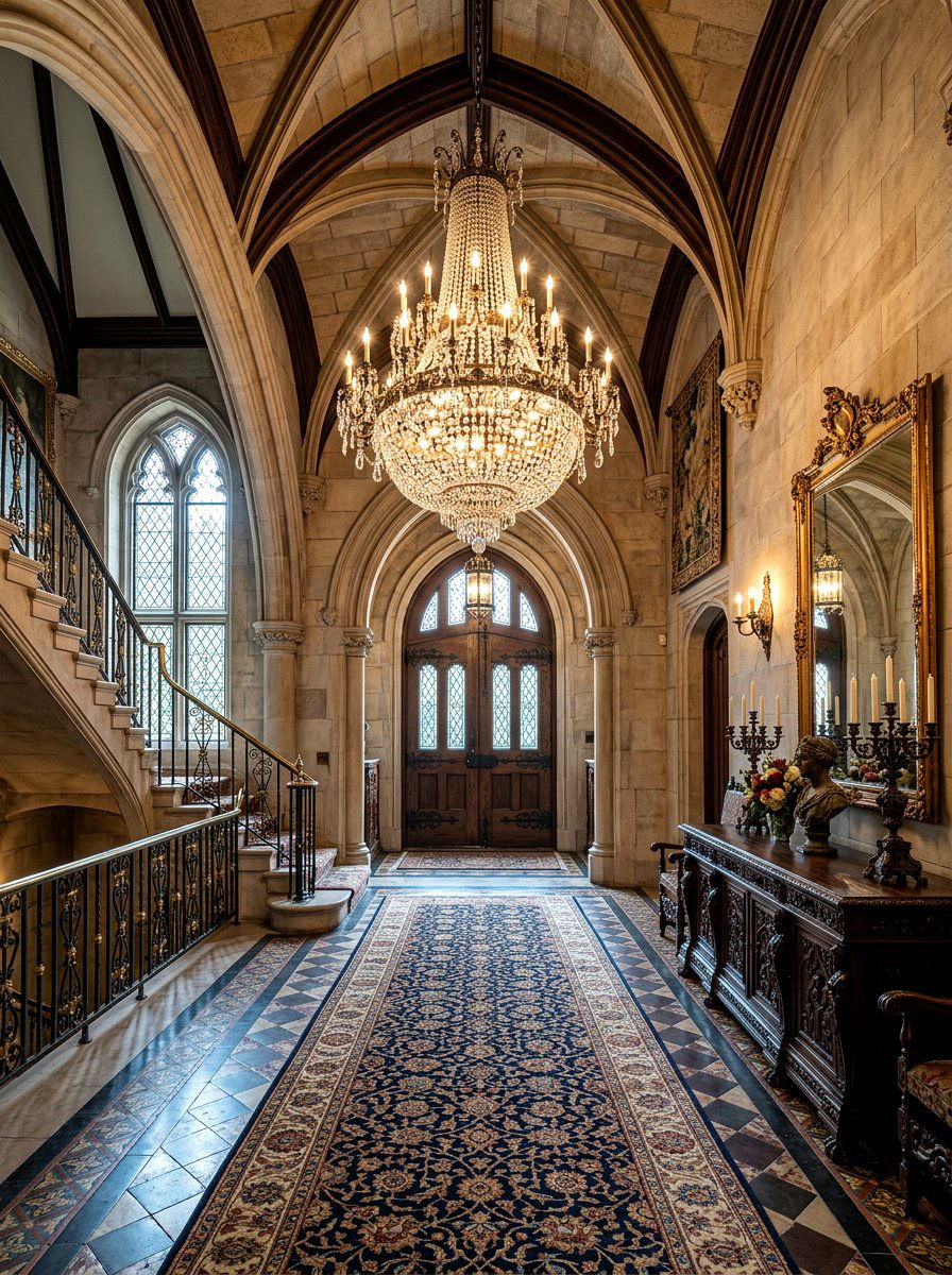 Gothic Chandelier Foyer - 30 dark romantic Halloween home ideas