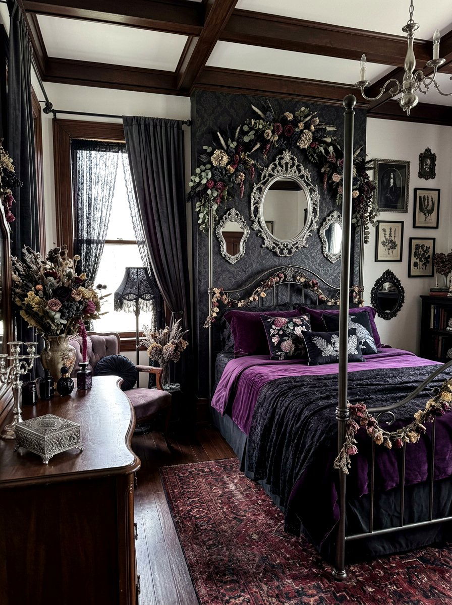 Gothic Floral Bedroom Decor - 30 dark floral bedroom aesthetic ideas
