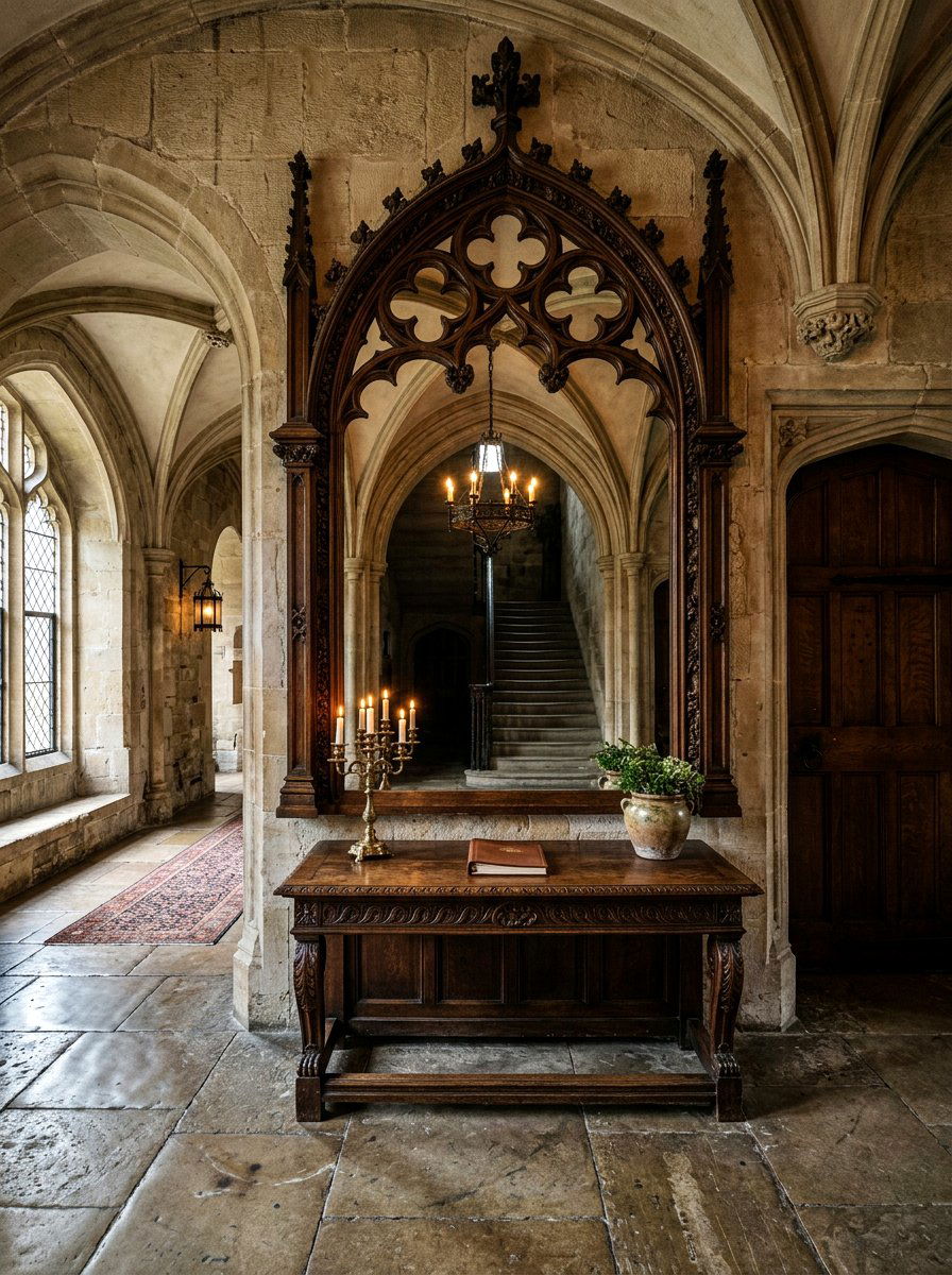 Gothic Pointed Mirror Foyer - 30 antique mirror foyer ideas