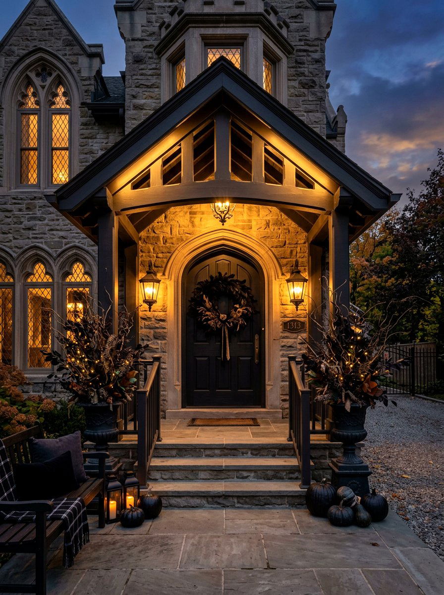 Gothic Porch Entrance - 30 dark romantic Halloween home ideas