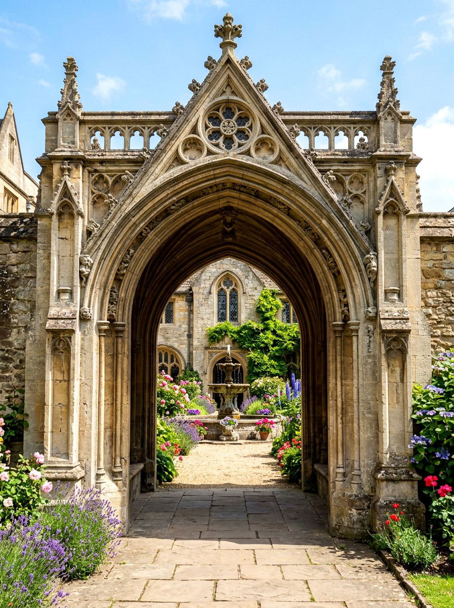 Gothic Stone Archway - 30 cloister garden ideas