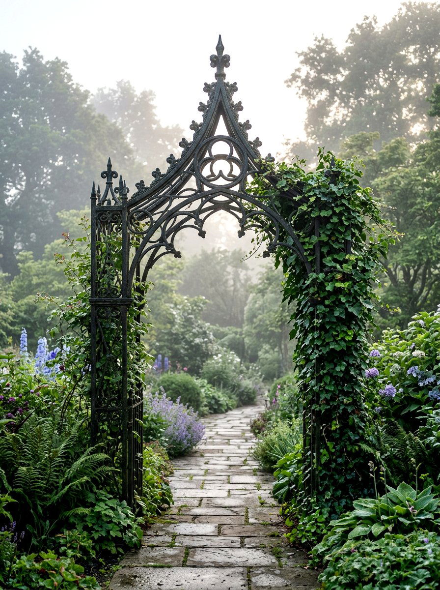 Gothic arch garden arbor - 30 arbor entry exterior ideas