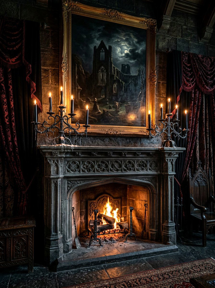Gothic candle holders - 30 moody mantel fall ideas