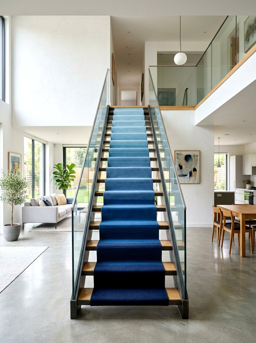 Gradient Striped Stair Runner - 30 stair runner stripe ideas