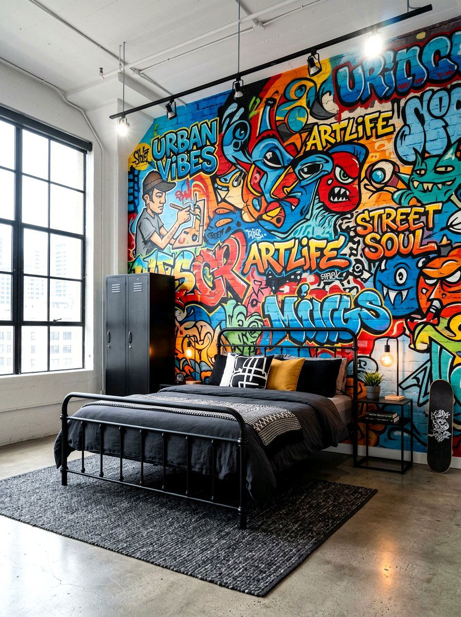 Graffiti Wall - 30 tween boy bedroom ideas