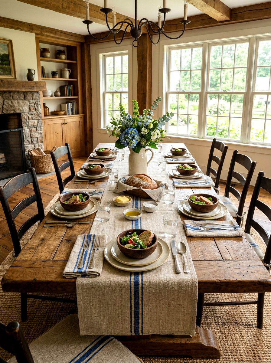 Grain Sack Linen Aesthetic - 30 farmhouse table decor ideas