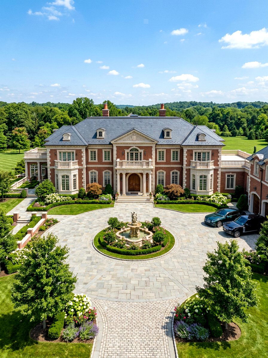 Grand Brick Limestone Estate - 30 brick and limestone exterior ideas