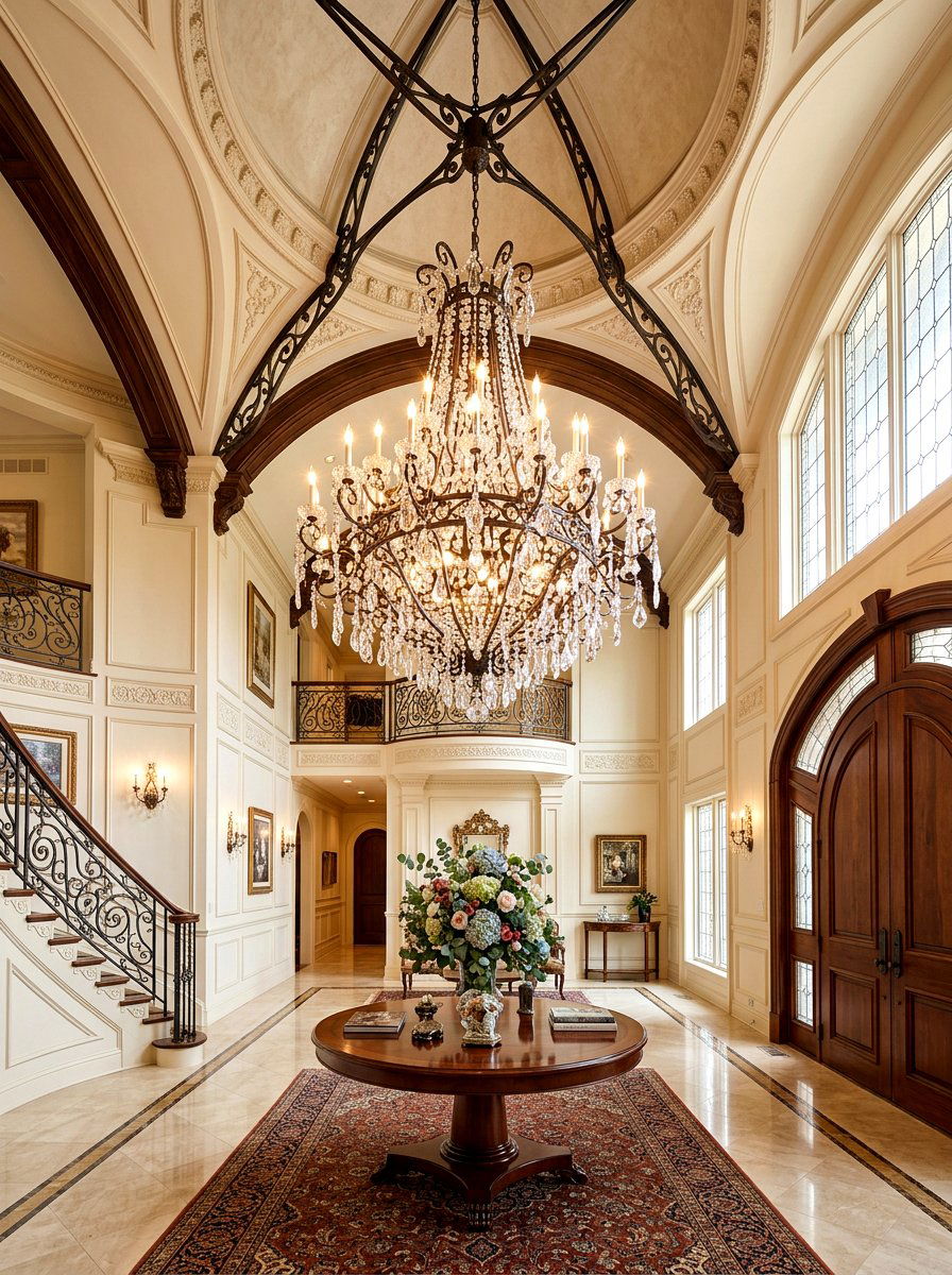 Grand Chandelier Entryway - 30 old world entryway ideas