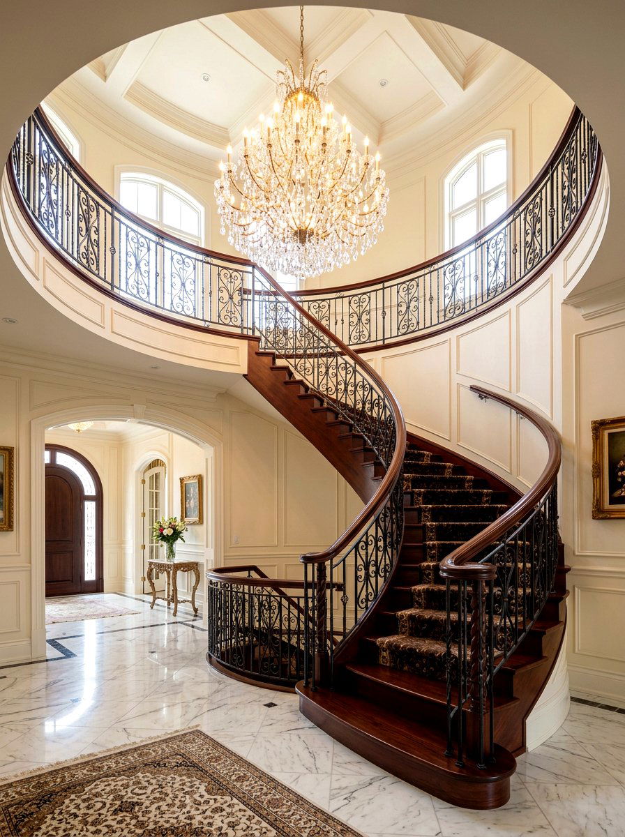 Grand Curved Foyer Staircase - 30 elegant foyer staircase ideas