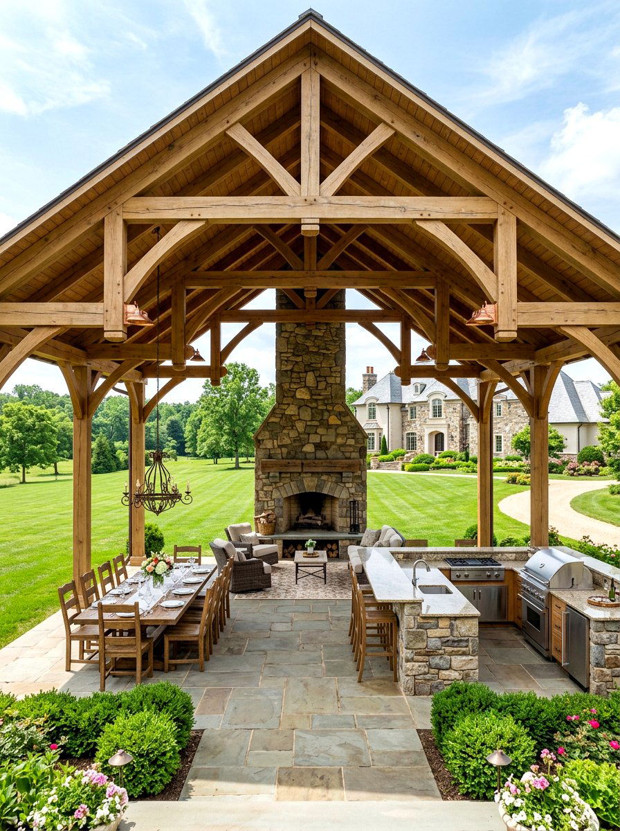 Grand Luxury Estate Pavilion - 30 backyard pavilion ideas