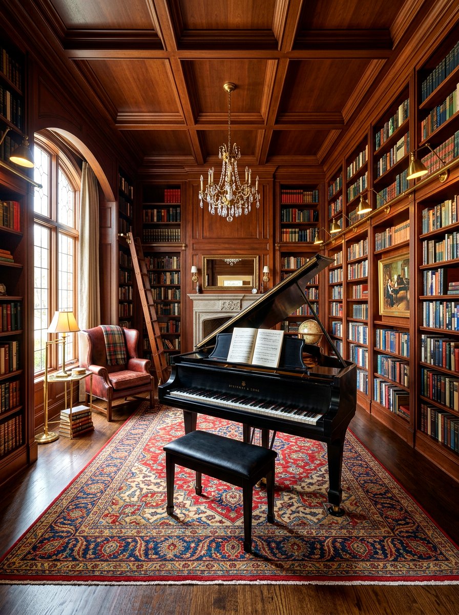 Grand Piano Library - 30 piano room ideas