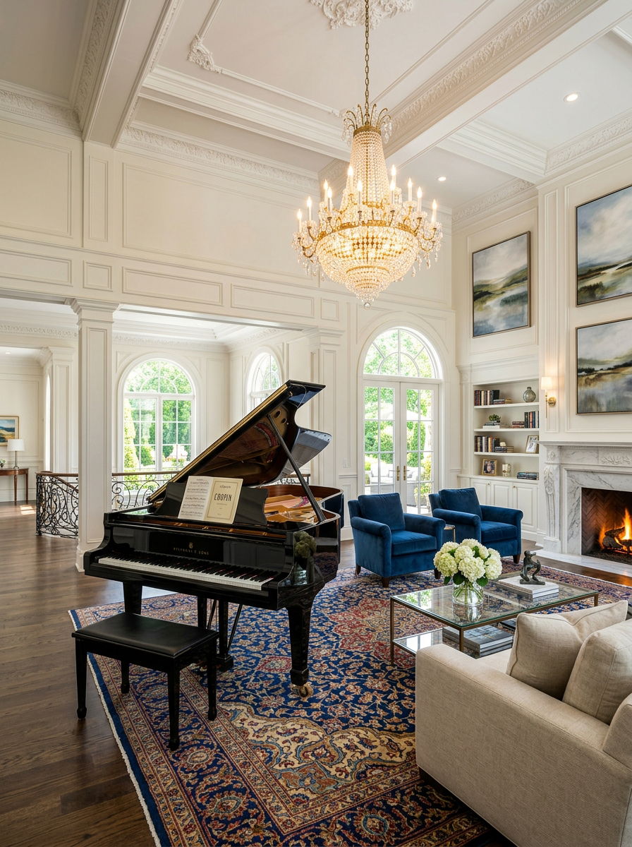 Grand piano living room - 30 heritage lounge room ideas