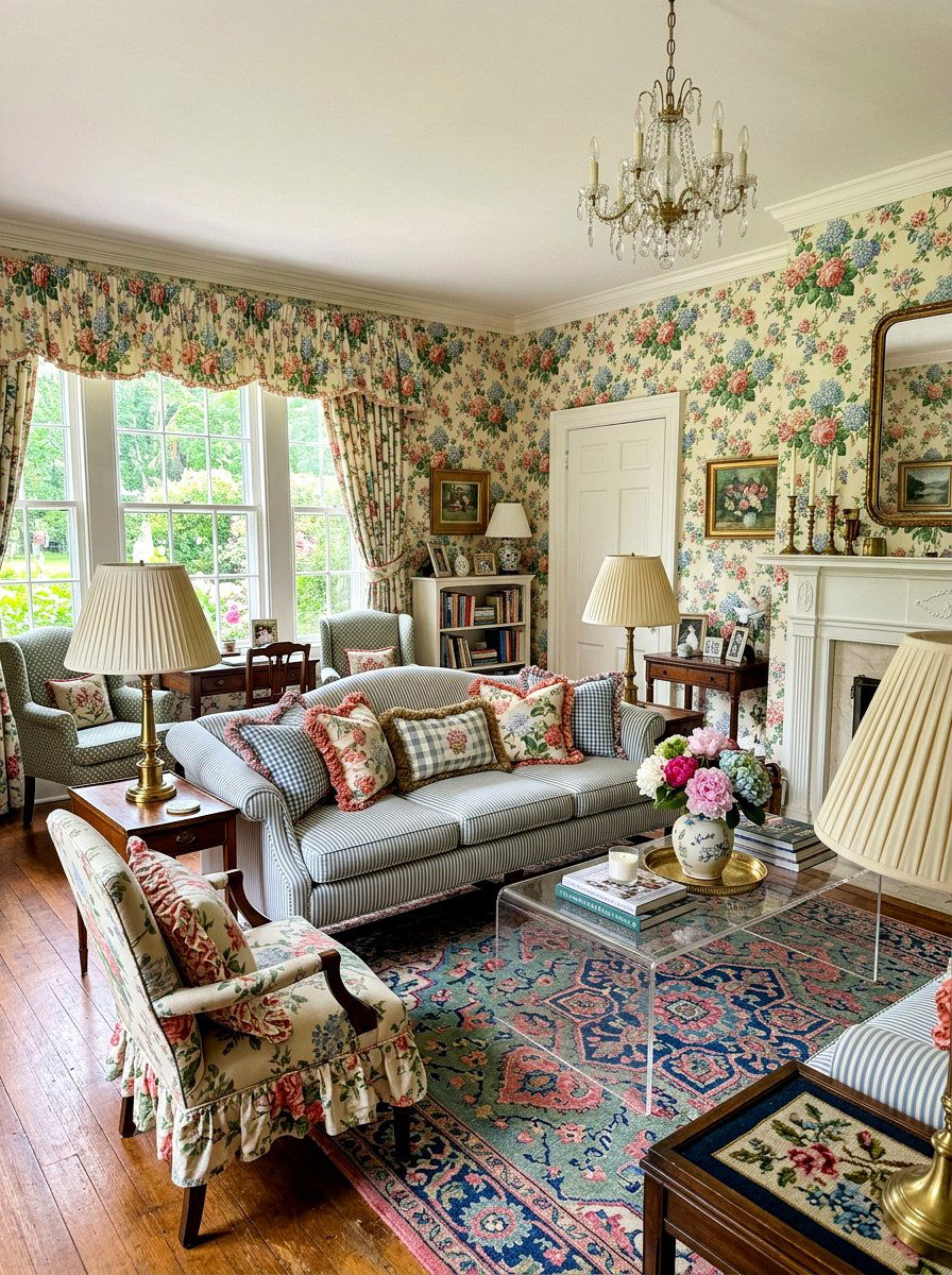 Grandmillennial Living Room - 30 maximalist living room ideas