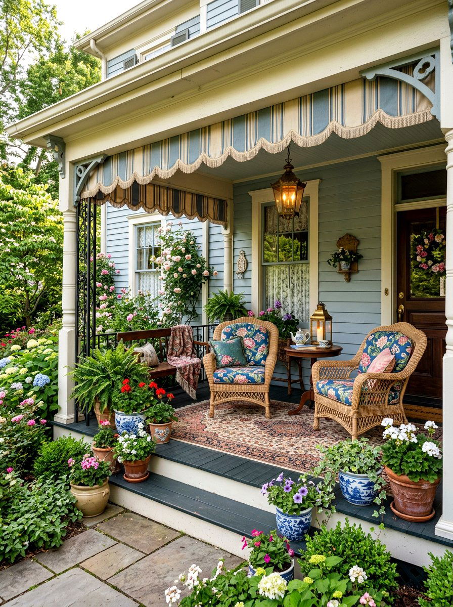 Grandmillennial Porch Style - 30 coastal prep porch ideas