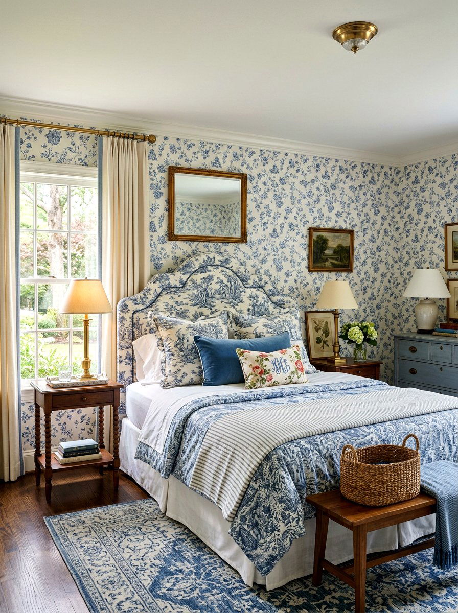 Grandmillennial Scalloped Headboard - 30 scalloped headboard ideas