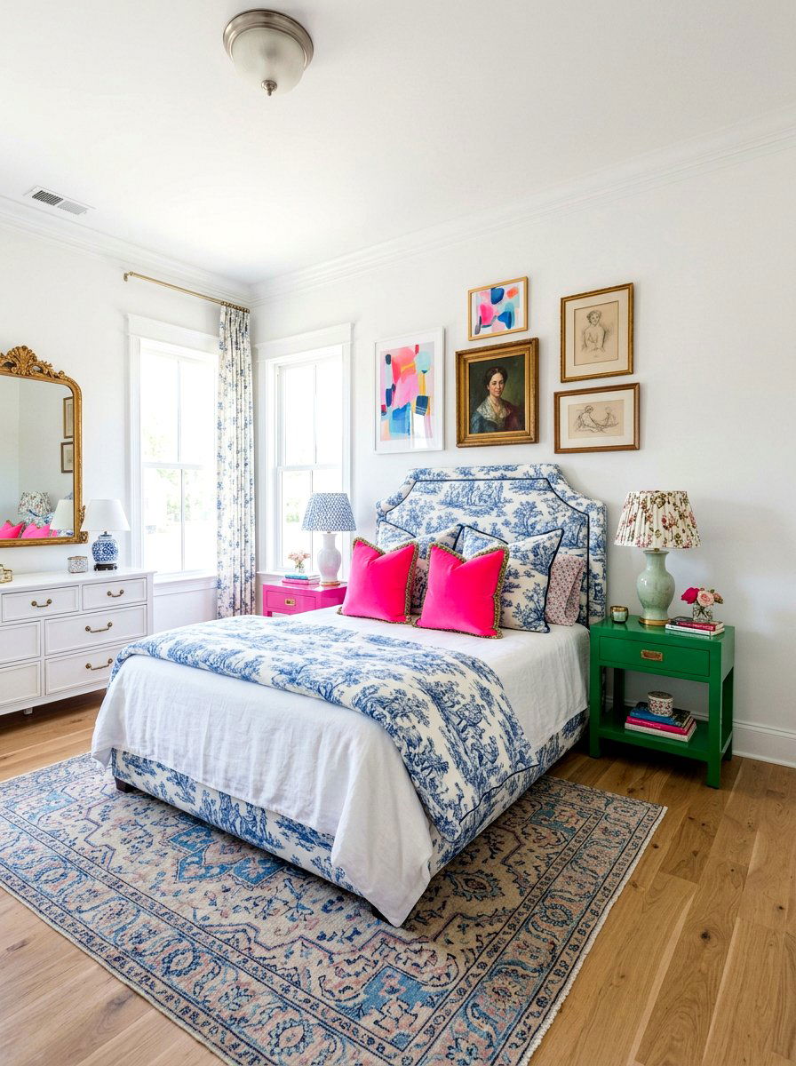 Grandmillennial toile bedroom - 30 toile bedroom ideas
