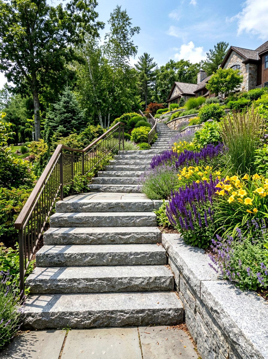 Granite Block Stairway - 30 garden path ideas