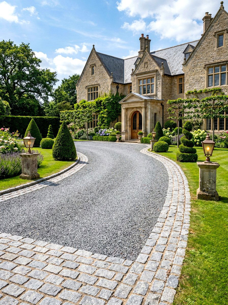 Granite Cobble Driveway - 30 gravel driveway ideas
