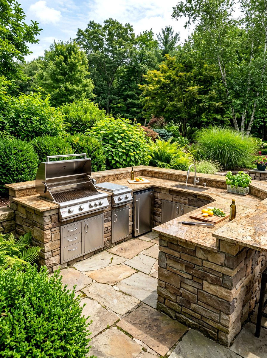Granite Outdoor Kitchen - 30 bbq area ideas