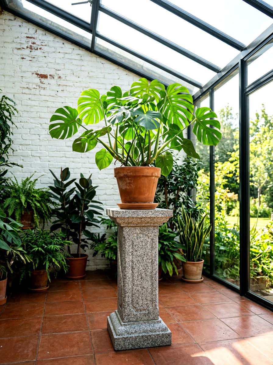Granite Pedestal Plant Stand - 30 stone pedestal decor ideas