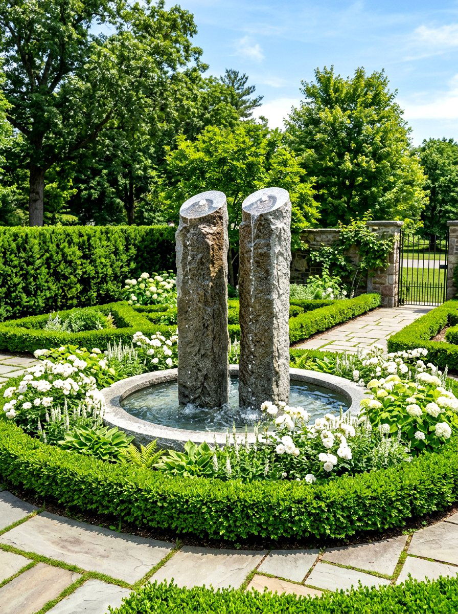 Granite Pillar Fountain - 30 bubbling rock fountain ideas