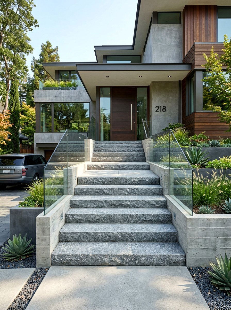 Granite Slab Entryway - 30 stone front steps ideas