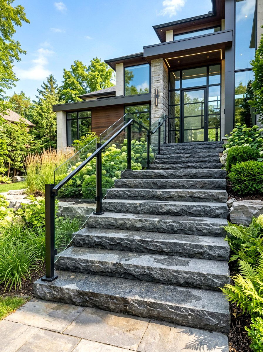 Granite Slab Stairs - 30 retaining wall stairs ideas