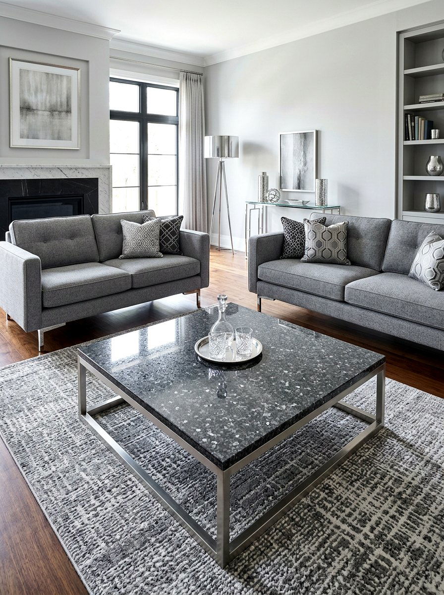 Granite Square Coffee Table - 30 stone coffee table ideas