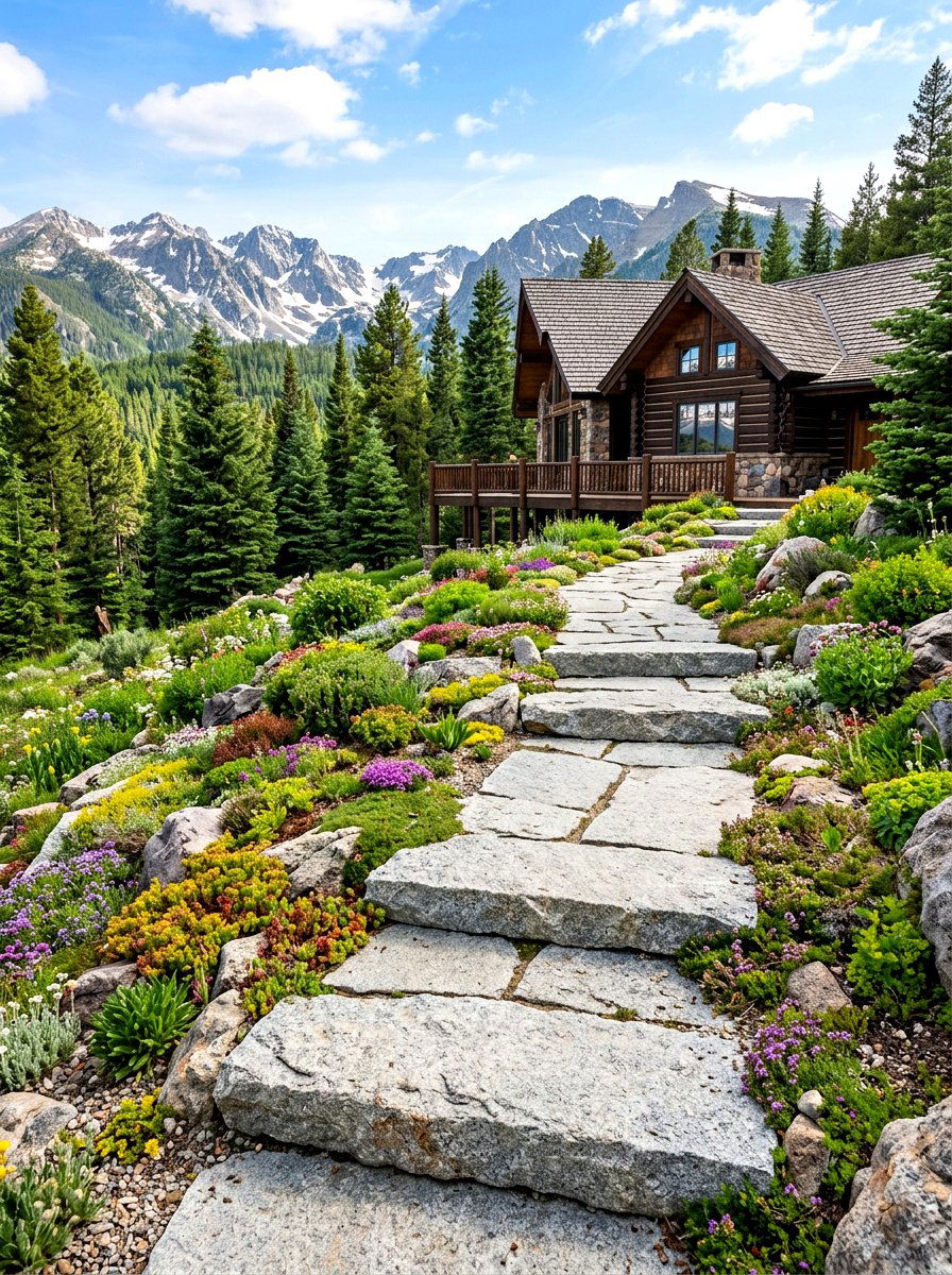 Granite Step Path - 30 front yard walkway ideas