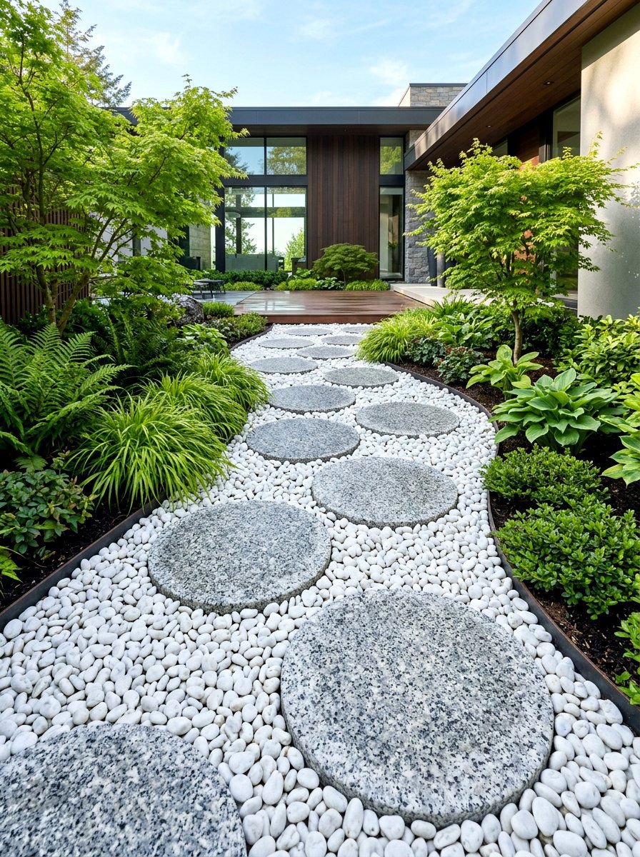 Granite Stepping Stone Walkway - 30 walkway landscaping ideas