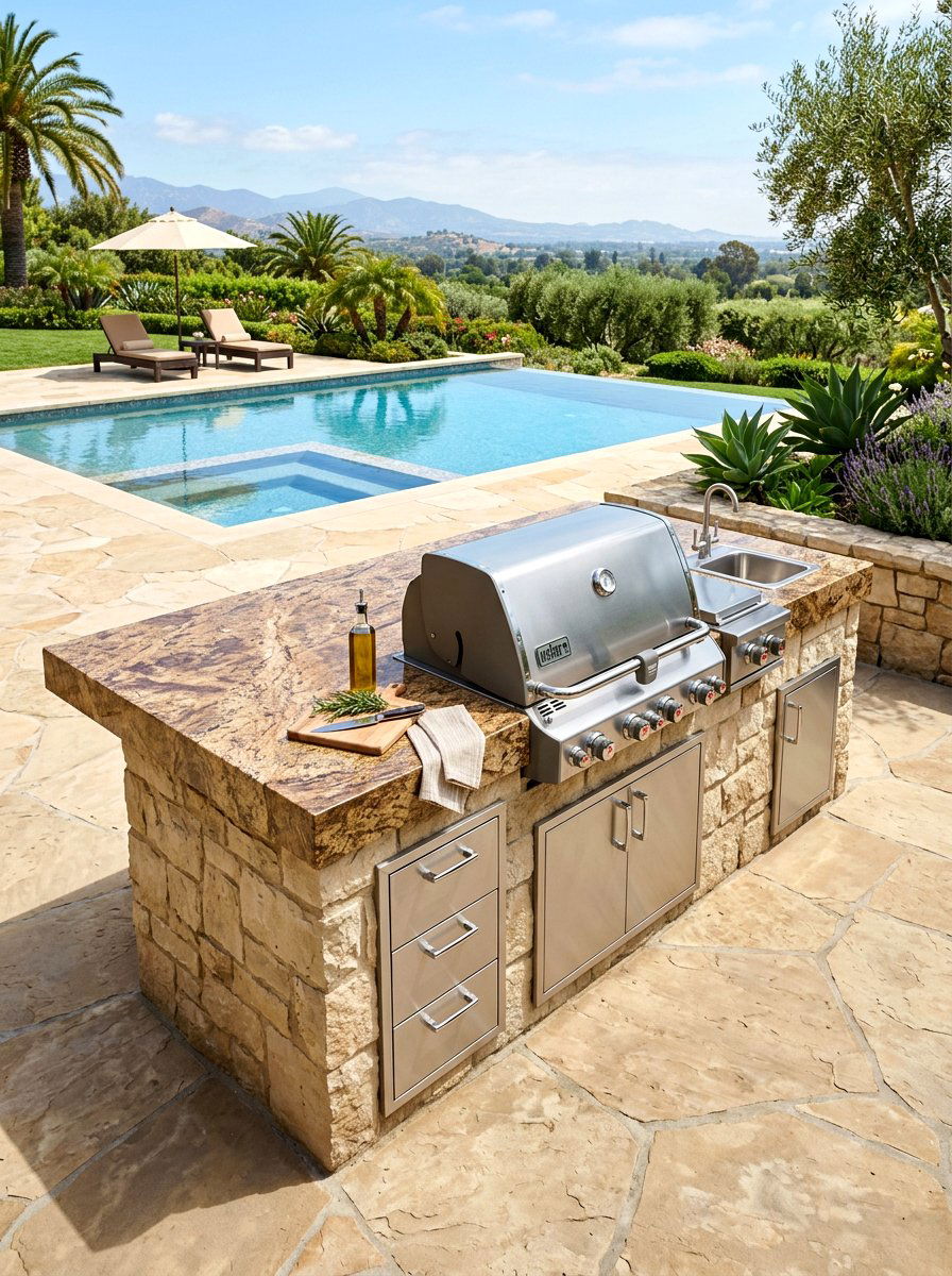 Granite Top Grill Station - 30 backyard grill station ideas
