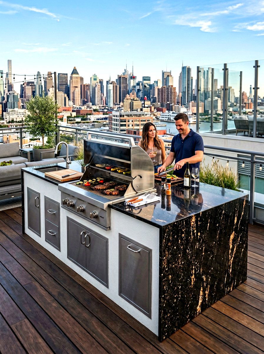 Granite Top Grill - 30 deck grill station ideas