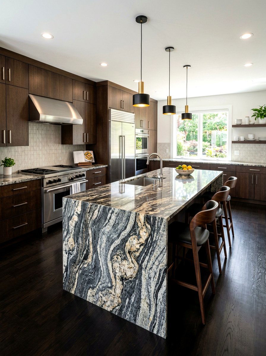 Granite Waterfall Kitchen Counter - 30 waterfall countertop ideas