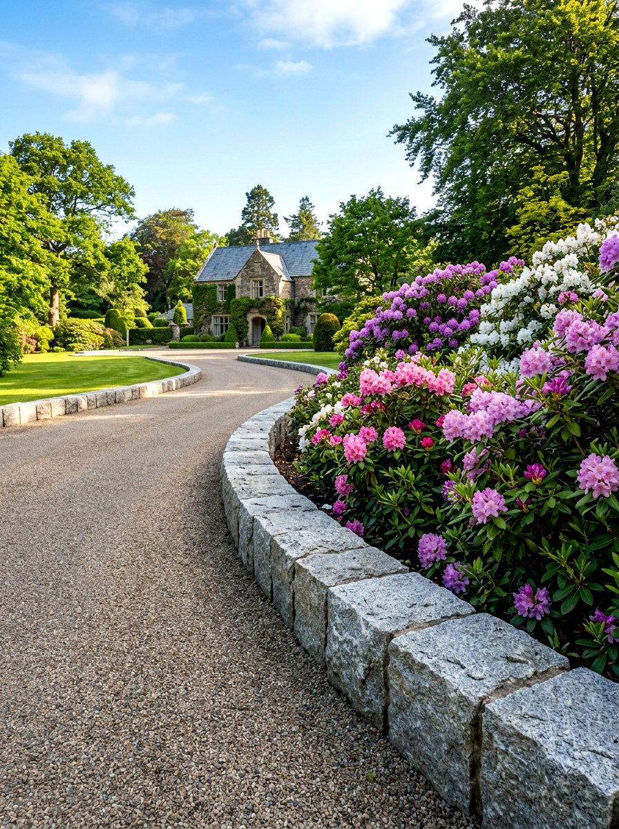 Granite block garden edging - 30 paver garden border ideas