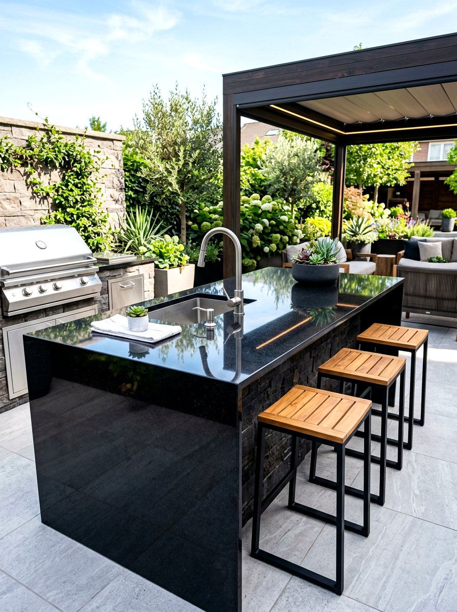 Granite countertop outdoor sink - 30 outdoor sink station ideas