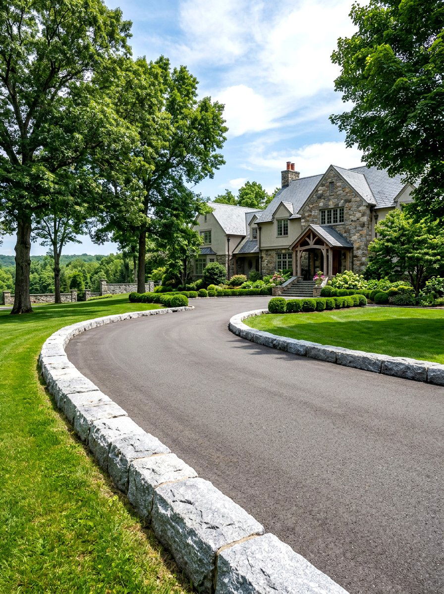 Granite curbing - 30 front yard edging ideas