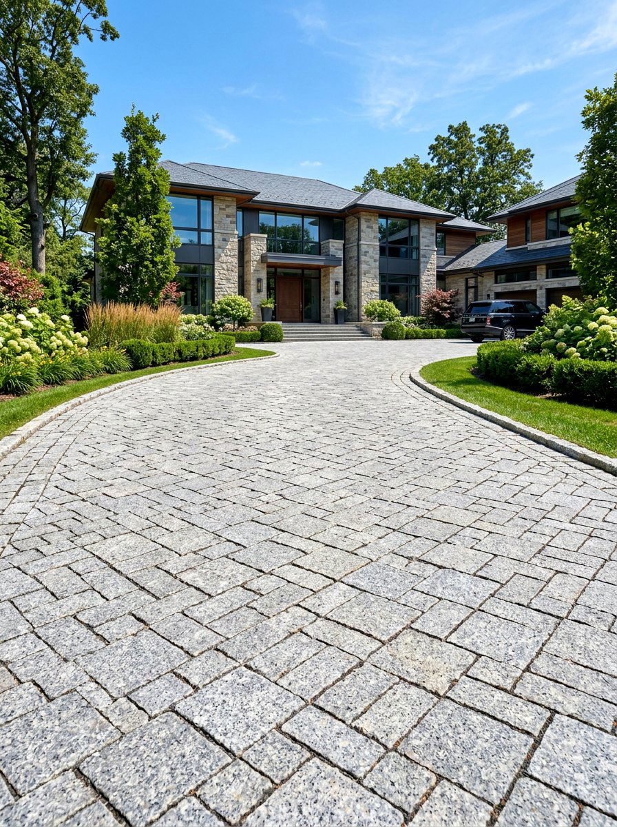 Granite driveway stones - 30 paver driveway ideas