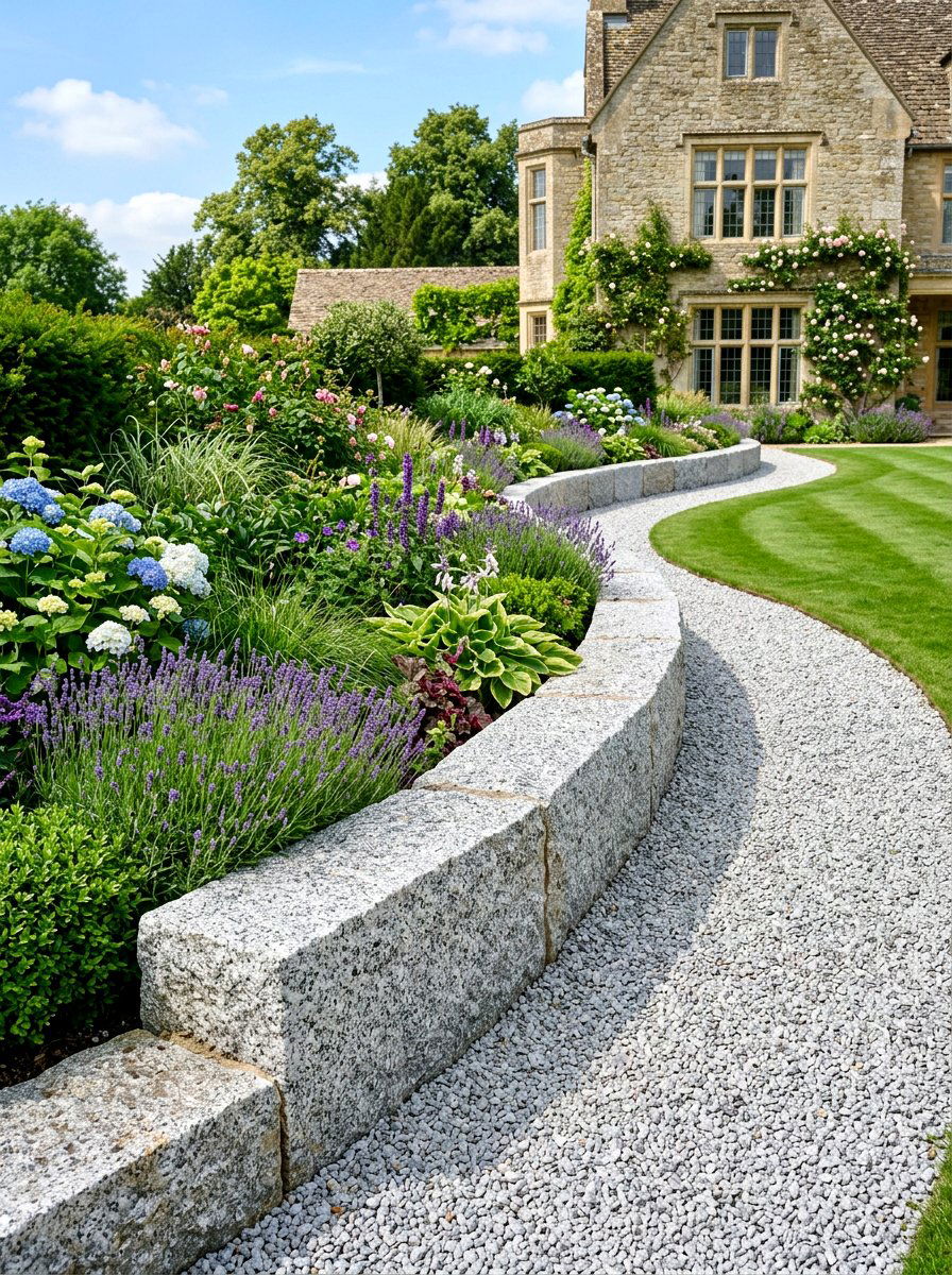 Granite garden borders - 30 lawn edging ideas