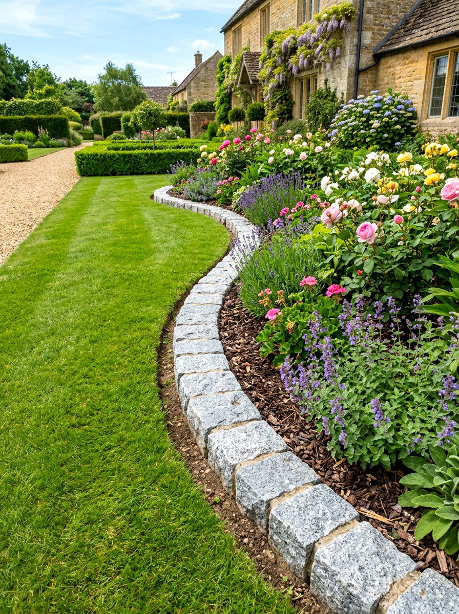 Granite sett garden edging - 30 garden border ideas