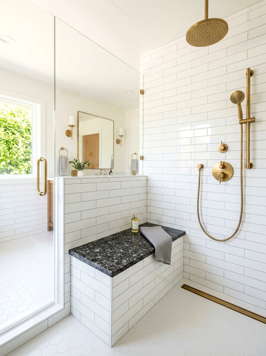 Granite top shower bench - 30 shower bench ideas