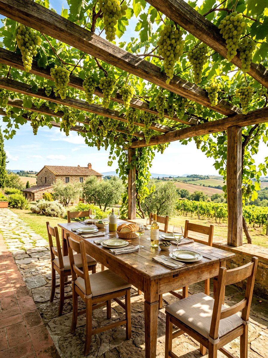 Grape Vine Pergola - 30 edible backyard landscaping ideas