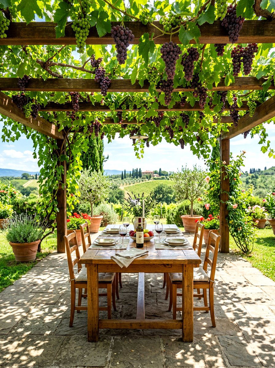 Grapes On Pergola - 30 edible patio garden ideas