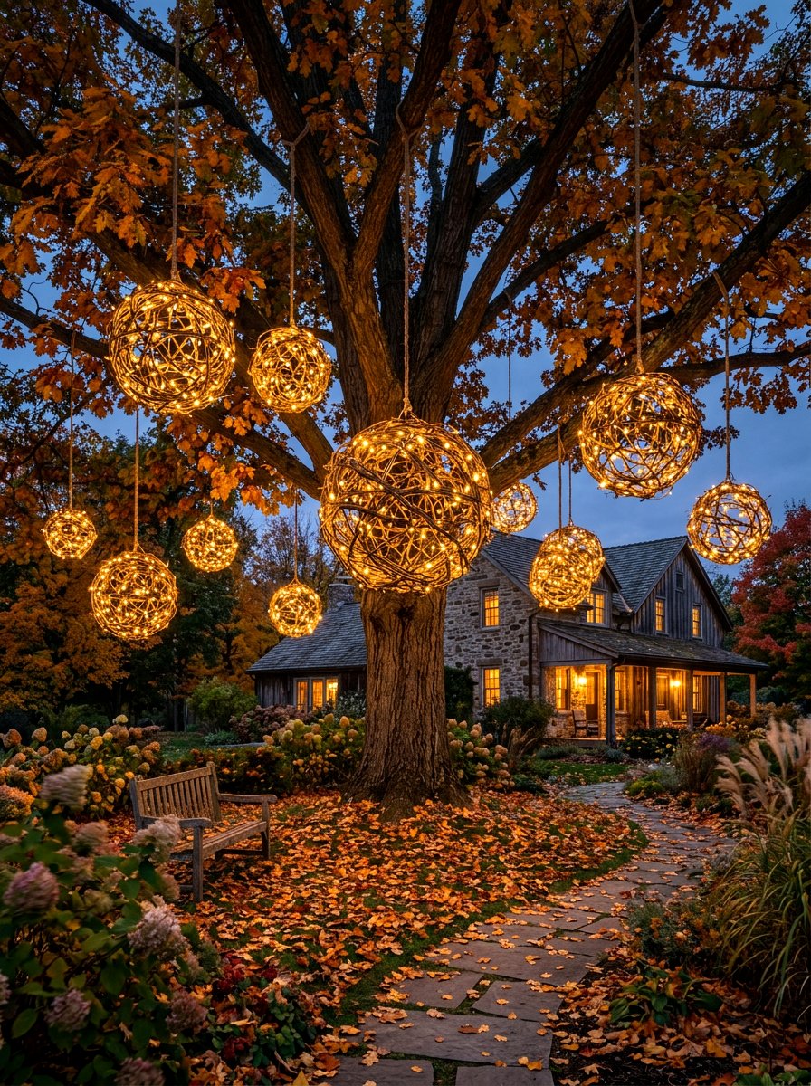 Grapevine Ball Light - 30 tree lighting ideas